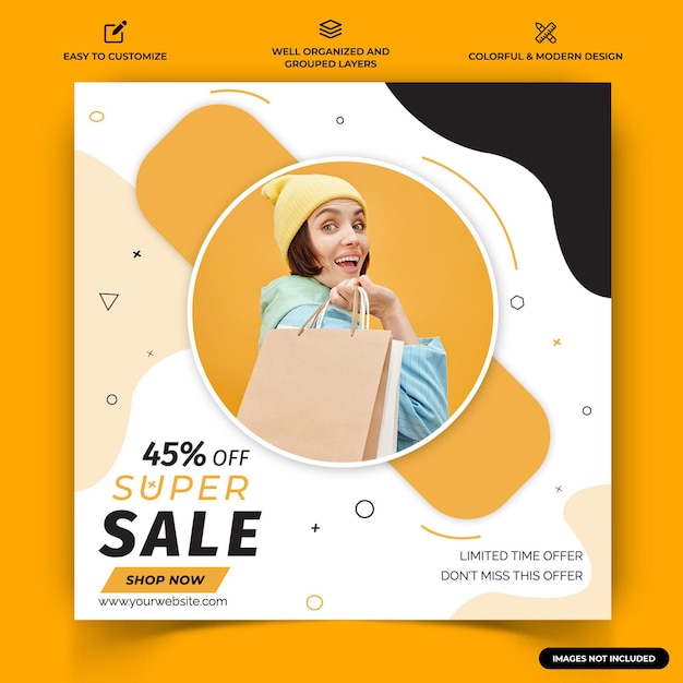 Venda de moda Instagram post web banner template vector Premium Vector