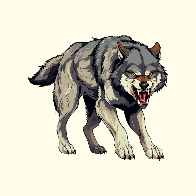 vetor de ilustração animal lobo bravo