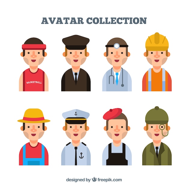 Vettore gratuito avatar avatars maschile con disegno piatto