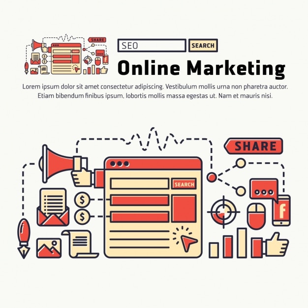 Vettore gratuito background di marketing online