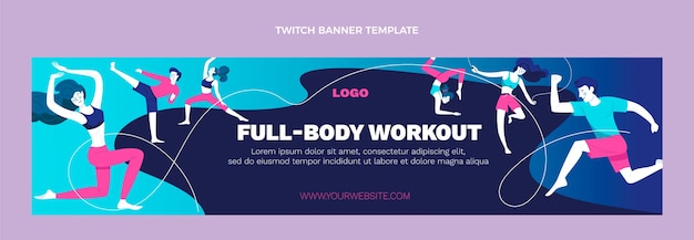 Banner di contrazione fitness disegnato a mano