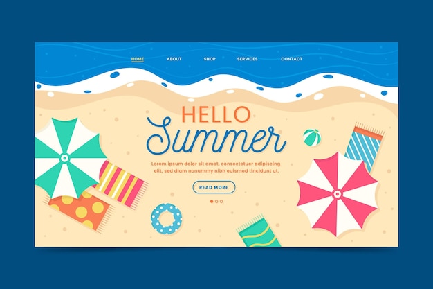 Vettore gratuito ciao landing page estiva