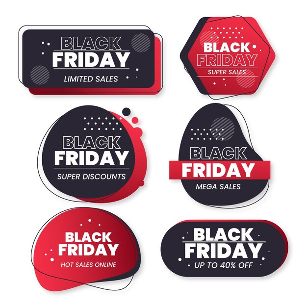 Collezione di adesivi flat black friday