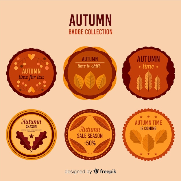 Collezione di badge autunno design piatto