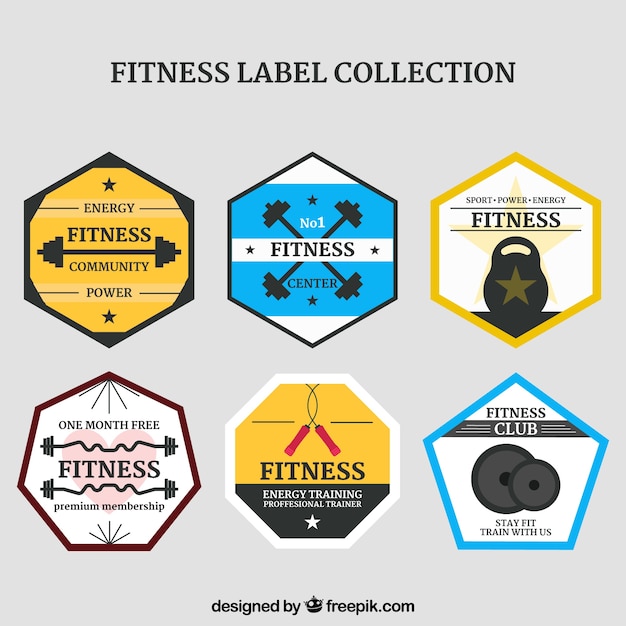 Vettore gratuito collezione di badge fitness