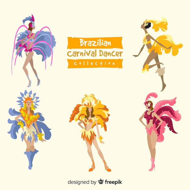 Vettore gratuito collezione di ballerini brasiliani di carnevale