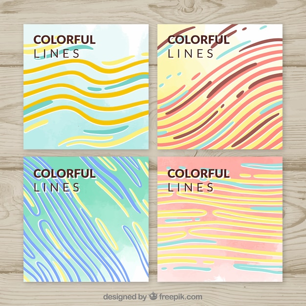 Vettore gratuito collezione di copertine con linee ondulate