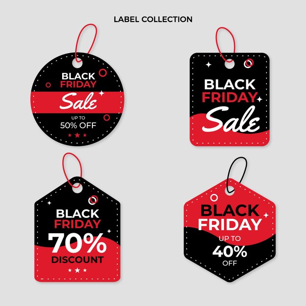 Collezione di etichette flat black friday disegnate a mano