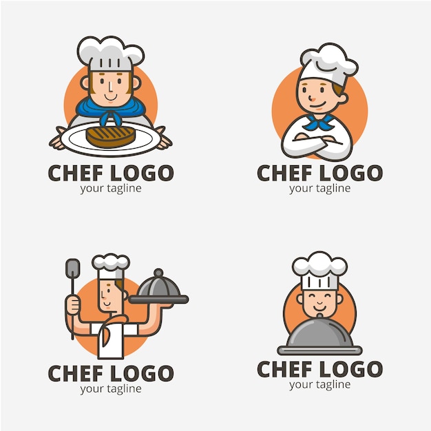 Vettore gratuito collezione di logo chef design piatto