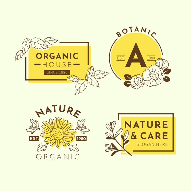 Collezione logo aziendale naturale in stile minimal