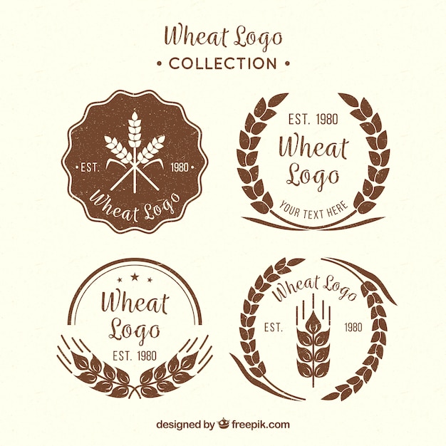 Vettore gratuito collezione logo vintage di grano