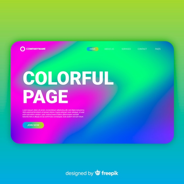 Vettore gratuito colorful landing page ondulato