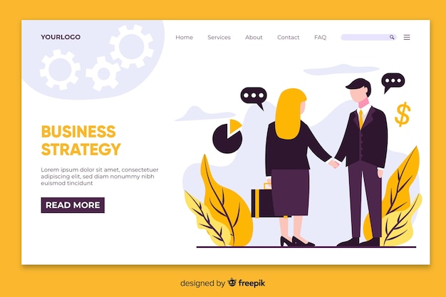 Vettore gratuito concetto di landing page con strategia aziendale