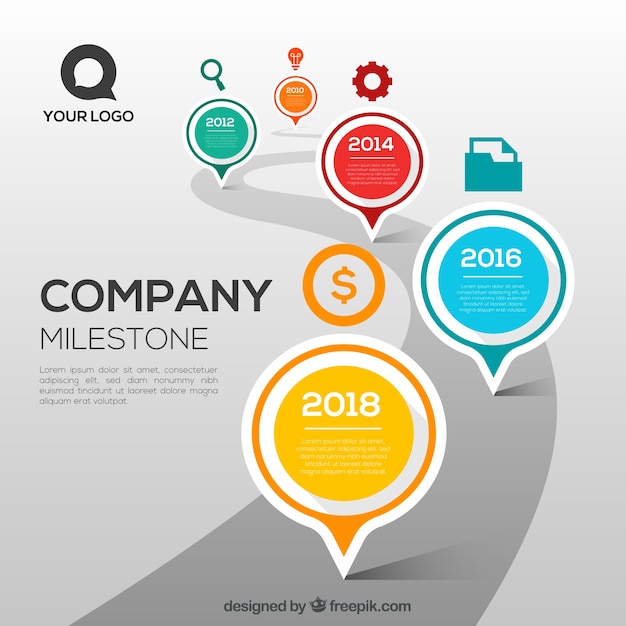 Concetto infographic delle pietre miliari dell&#39;azienda