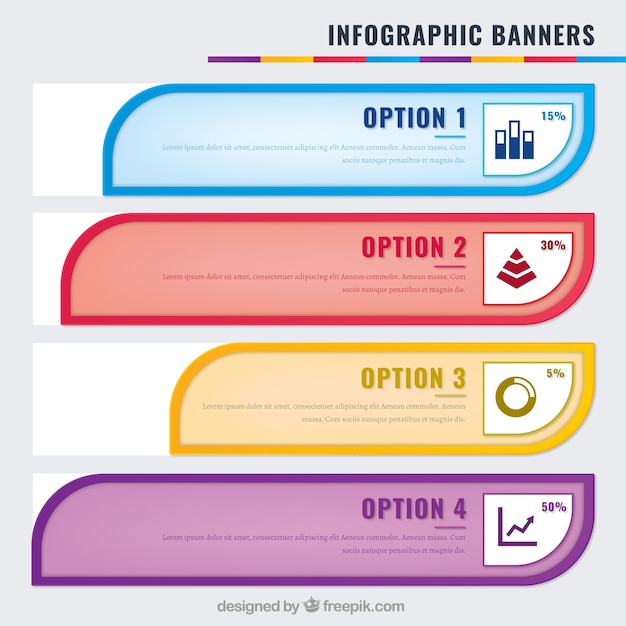 Vettore gratuito confezione da quattro opzioni infographic