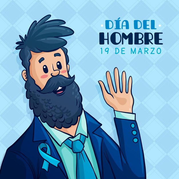 Dia del hombre illustrazione con uomo barbuto che fluttua