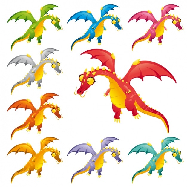 Vettore gratuito dinosauri collezione colorata