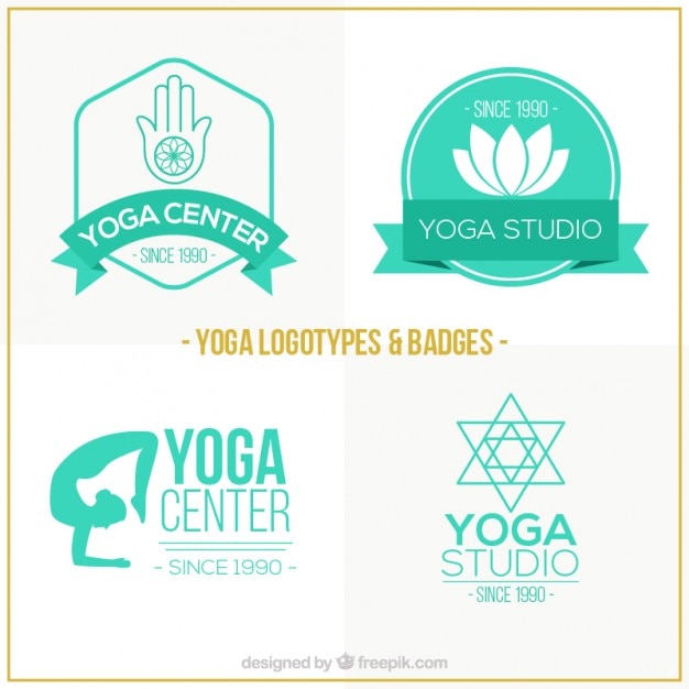 Vettore gratuito disegnati a mano loghi centro verde yoga