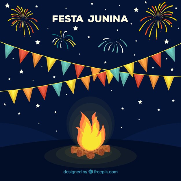 Disegno di sfondo Festa Junina con falò