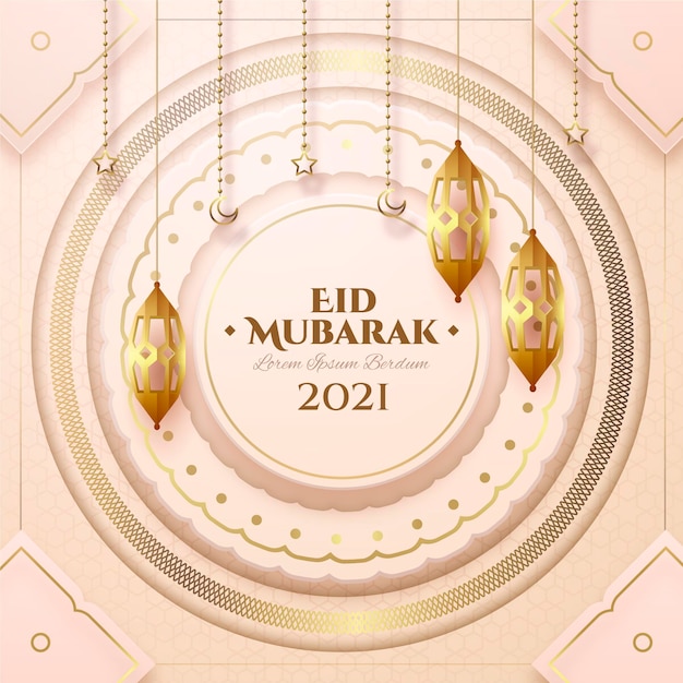 Vettore gratuito eid al-fitr realistico - illustrazione di eid mubarak