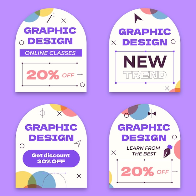 Vettore gratuito etichette di design grafico piatto