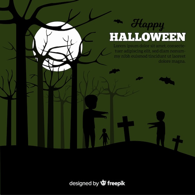 Vettore gratuito fantastico sfondo di halloween con design piatto