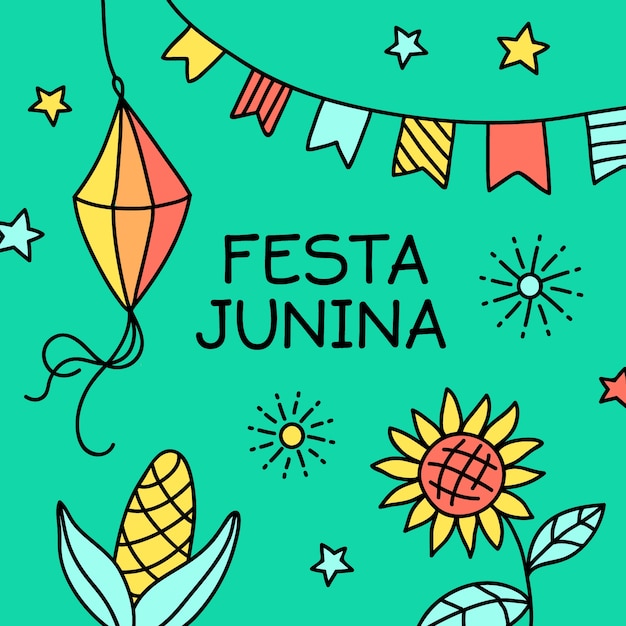 Vettore gratuito festa junina disegnata a mano