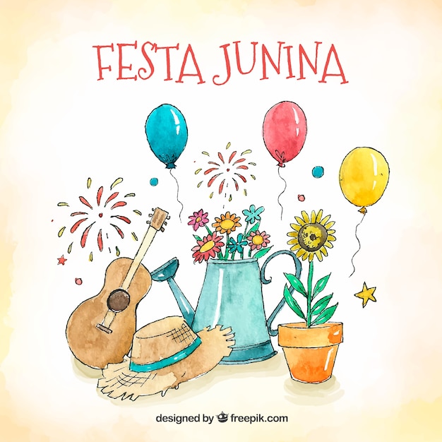 Vettore gratuito fondo di junina di festa disegnata a mano