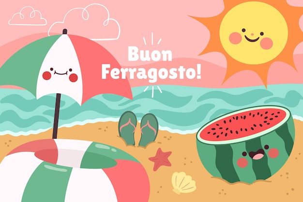 Vettore gratuito fondo piatto di ferragosto