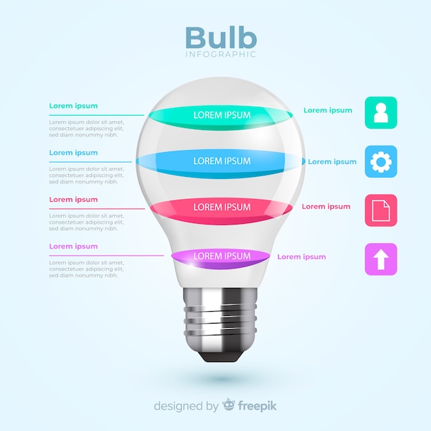 Fondo realistico della lampadina di Infographic