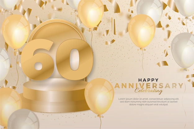 Vettore gratuito gradiente 60° anniversario e compleanno