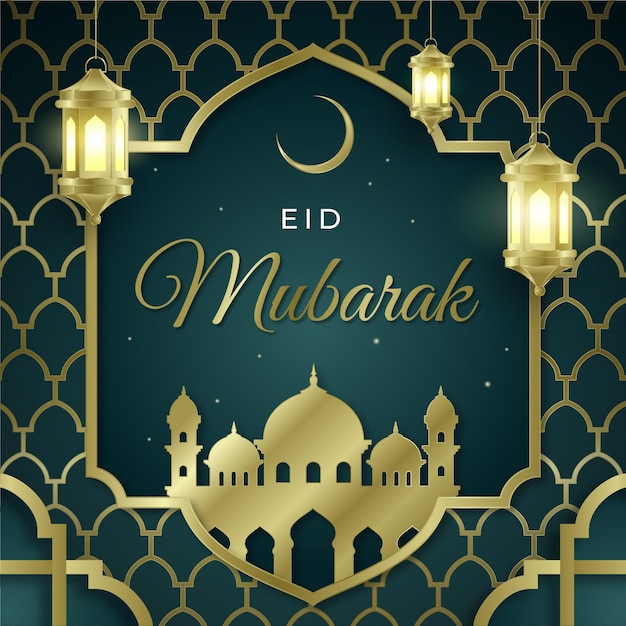 Vettore gratuito gradiente eid al-fitr illustrazione