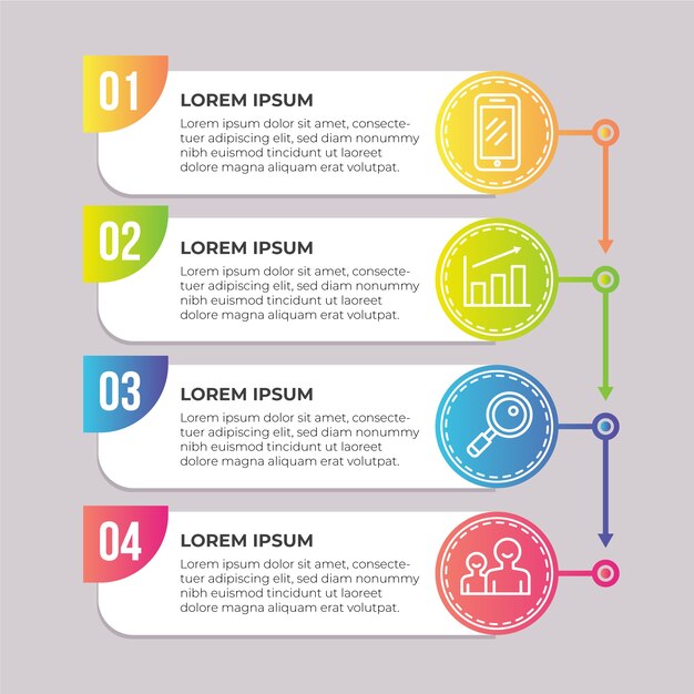 Gradini di infografica gradiente aziendale