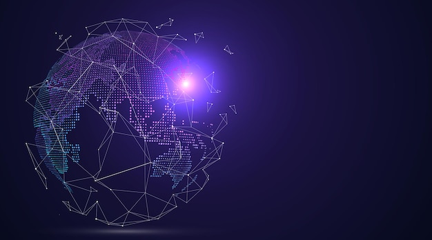 Vettore gratuito grafico della terra 3d che simboleggia l'illustrazione del commercio globale.