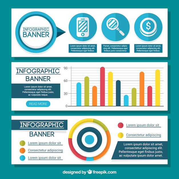 Vettore gratuito grandi striscioni con grafici infographic