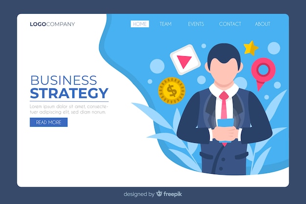 Vettore gratuito homepage di affari con l'uomo sul telefono illustrato