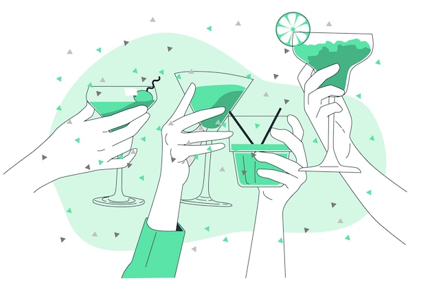 Vettore gratuito illustrazione del concetto delle mani che tengono i cocktail