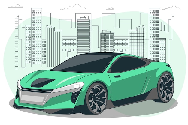 Vettore gratuito illustrazione del concetto di auto sportiva