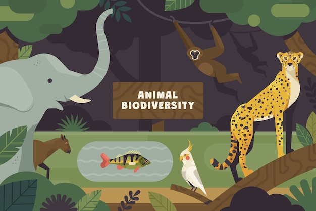 Vettore gratuito illustrazione della biodiversità piatta disegnata a mano