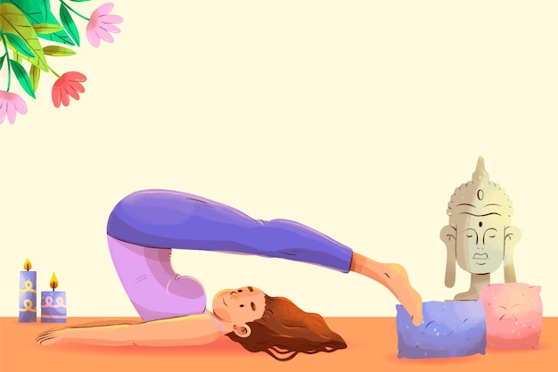 Illustrazione della giornata internazionale dello yoga dell'acquerello