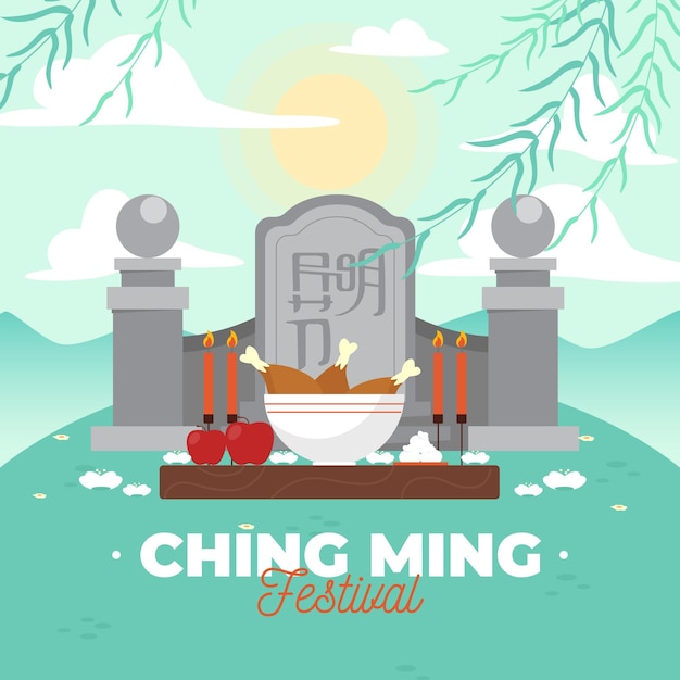 Vettore gratuito illustrazione di festival piatto ching ming