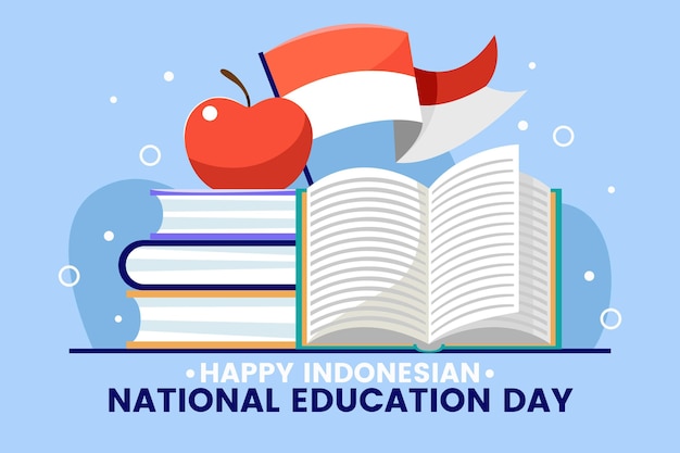 Illustrazione di giorno di educazione nazionale piatto indonesiano