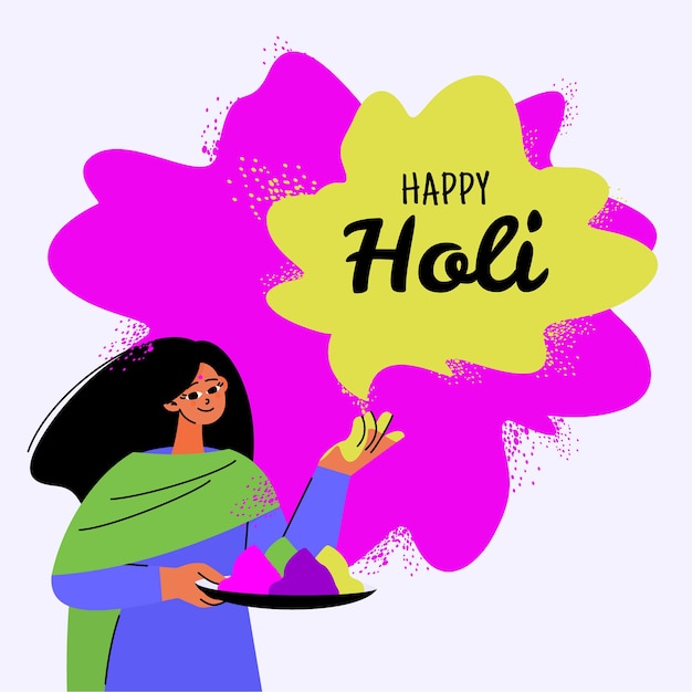 Illustrazione di Holi piatto