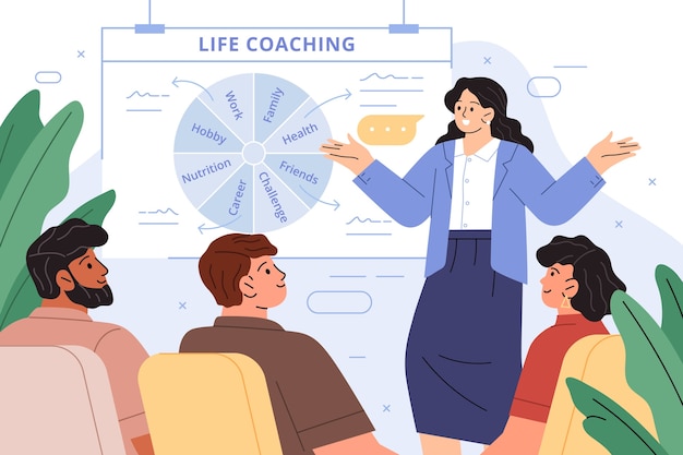 Vettore gratuito illustrazione di life coaching disegnata a mano