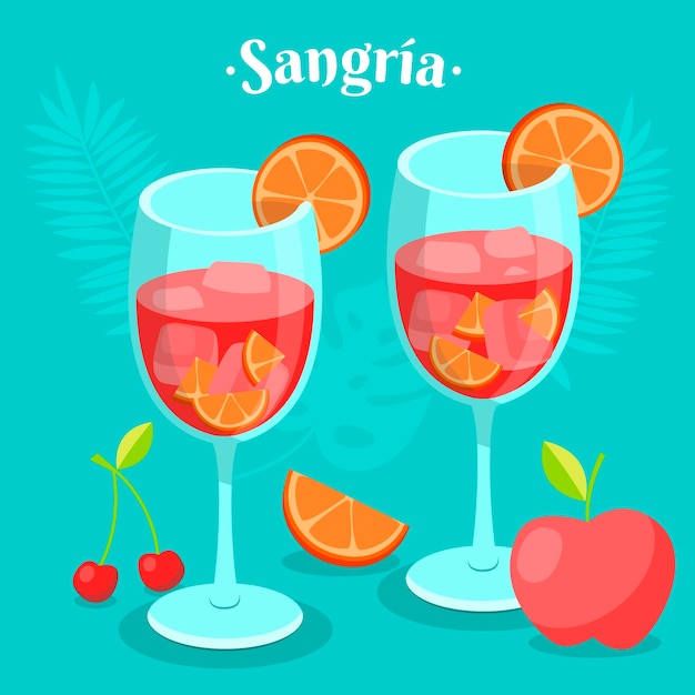 Vettore gratuito illustrazione di sangria rinfrescante disegnata a mano