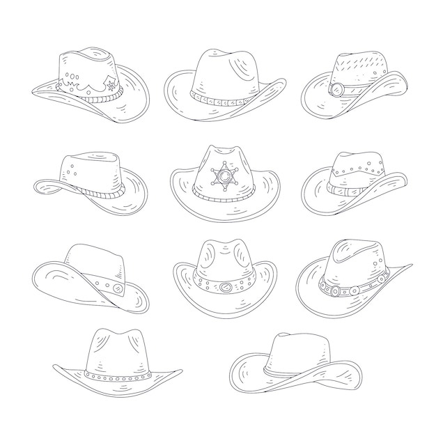 Illustrazione di un cappello da cowboy disegnato a mano