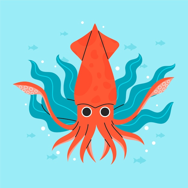 Vettore gratuito illustrazione disegnata a mano calamari