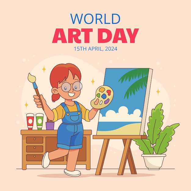 Vettore gratuito illustrazione disegnata a mano per la giornata mondiale dell'arte