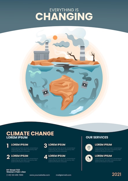 Vettore gratuito infografica sul cambiamento climatico piatto disegnato a mano