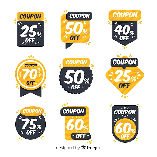 Vettore gratuito insieme di etichette di vendita coupon creativo